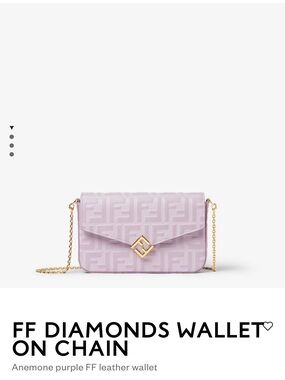 Fendi Lilac Embossed FF Leather Clutch with Gold Chain